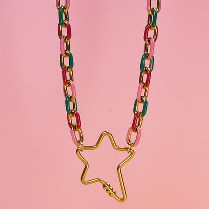 Colourful star carabiner necklace - Trend Tonic