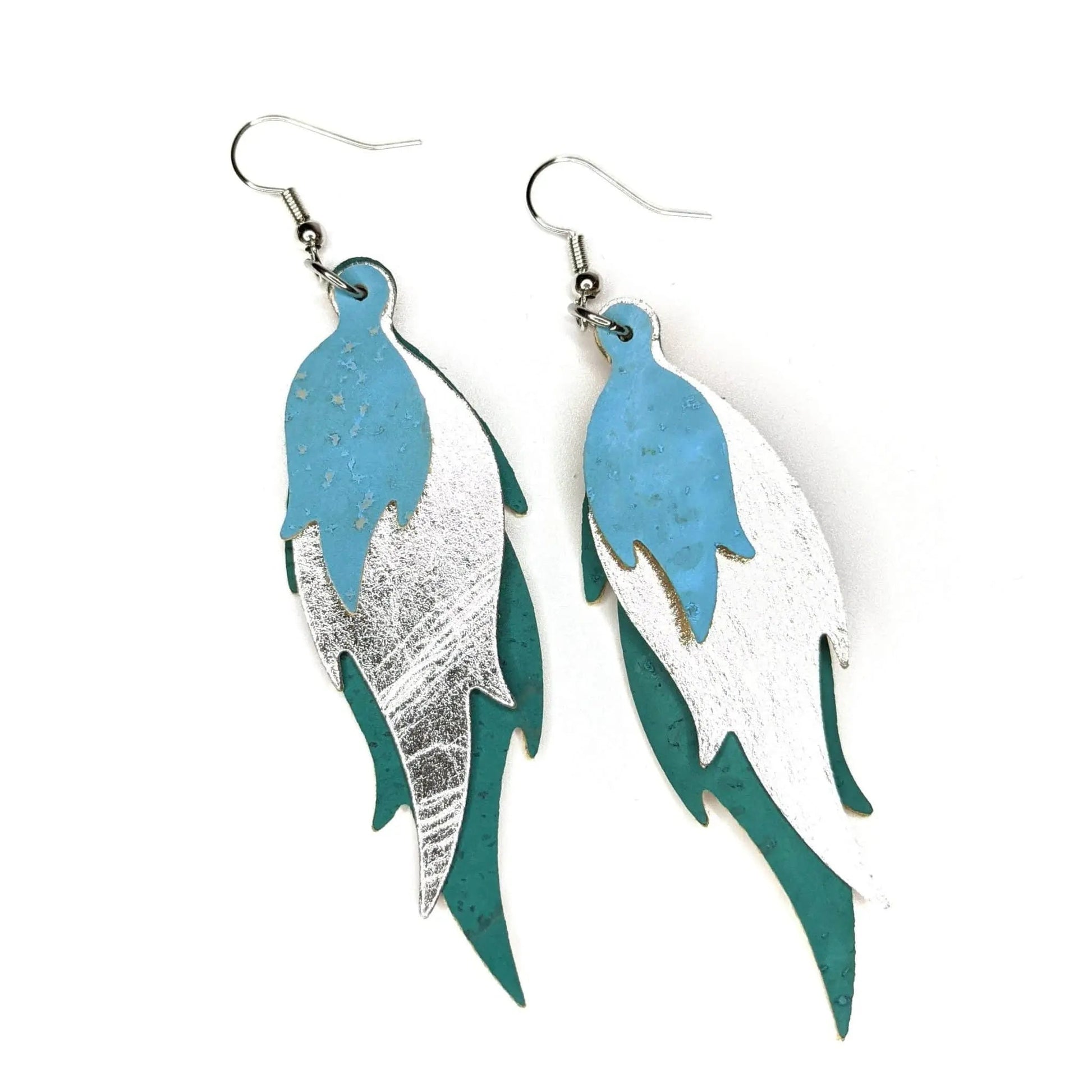 Cool blue flame cork earrings - Trend Tonic