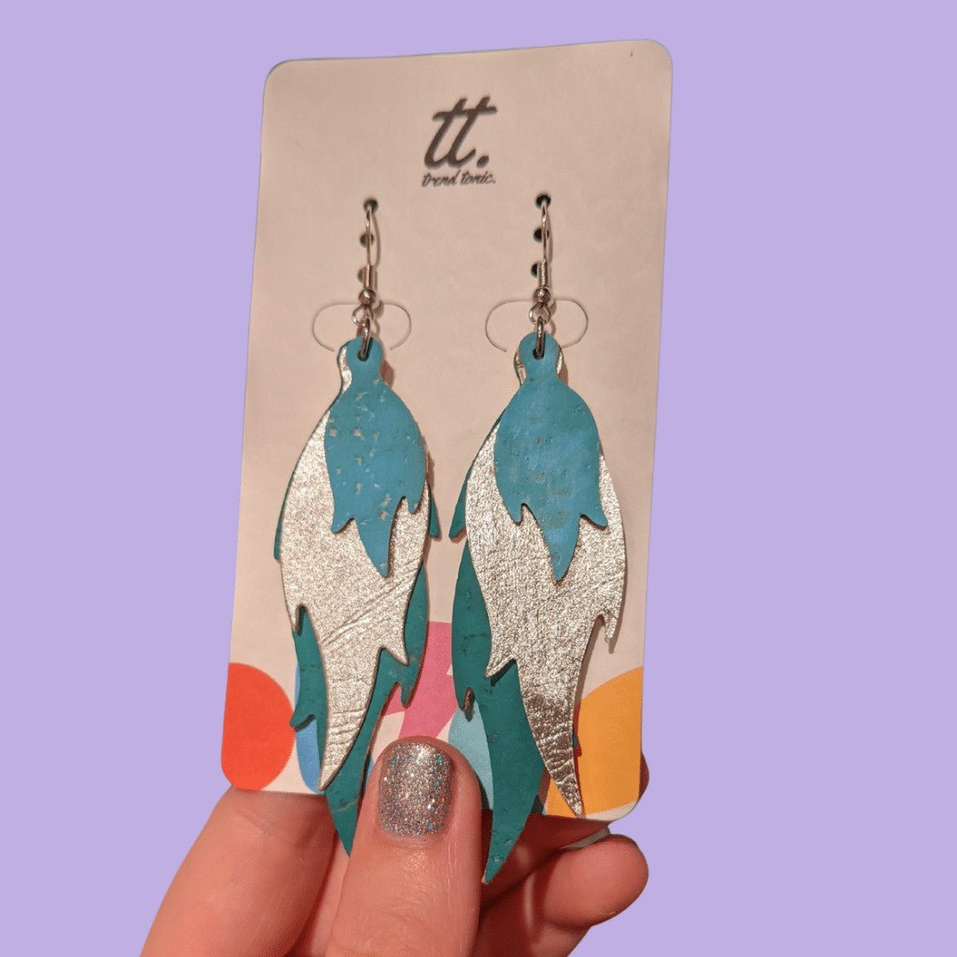 Cool blue flame cork earrings - Trend Tonic