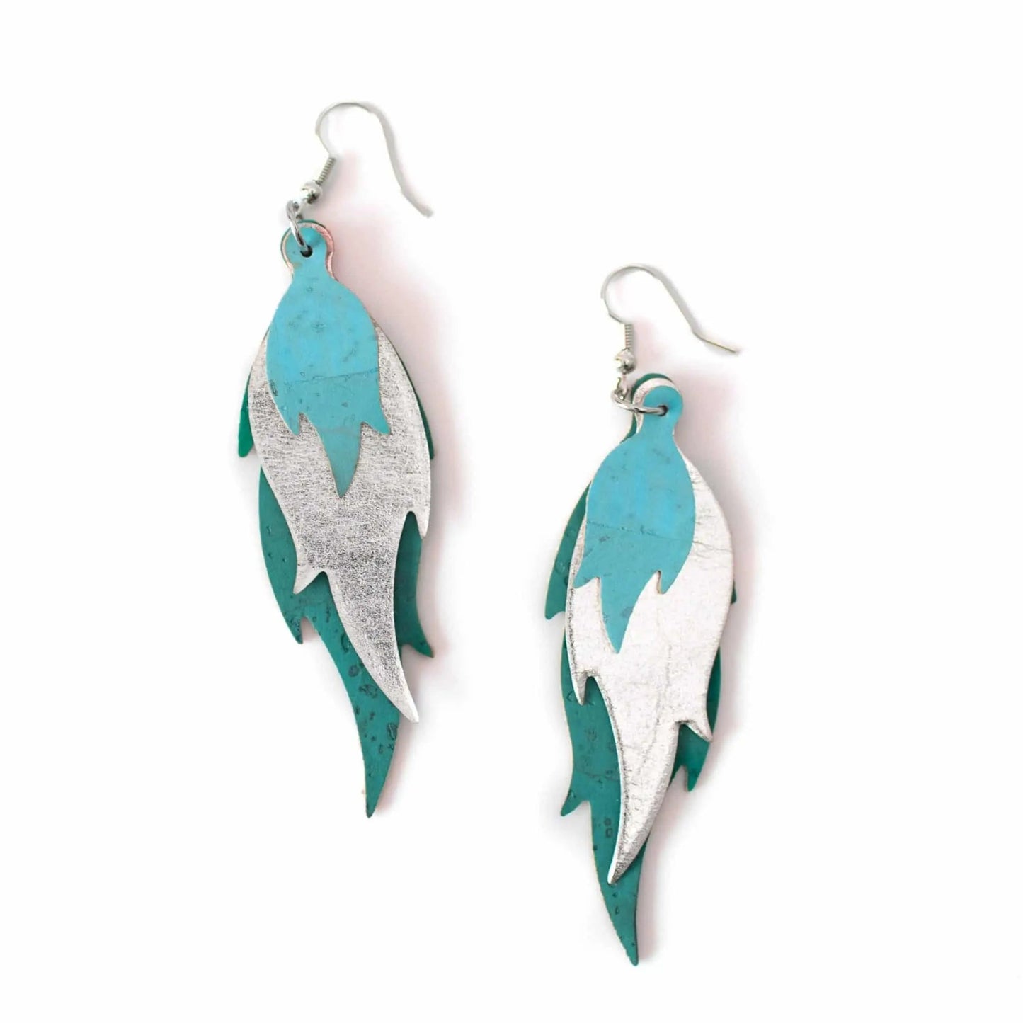 Cool blue flame cork earrings - Trend Tonic