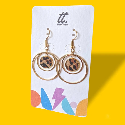 Cork and steel hoop earrings - Trend Tonic