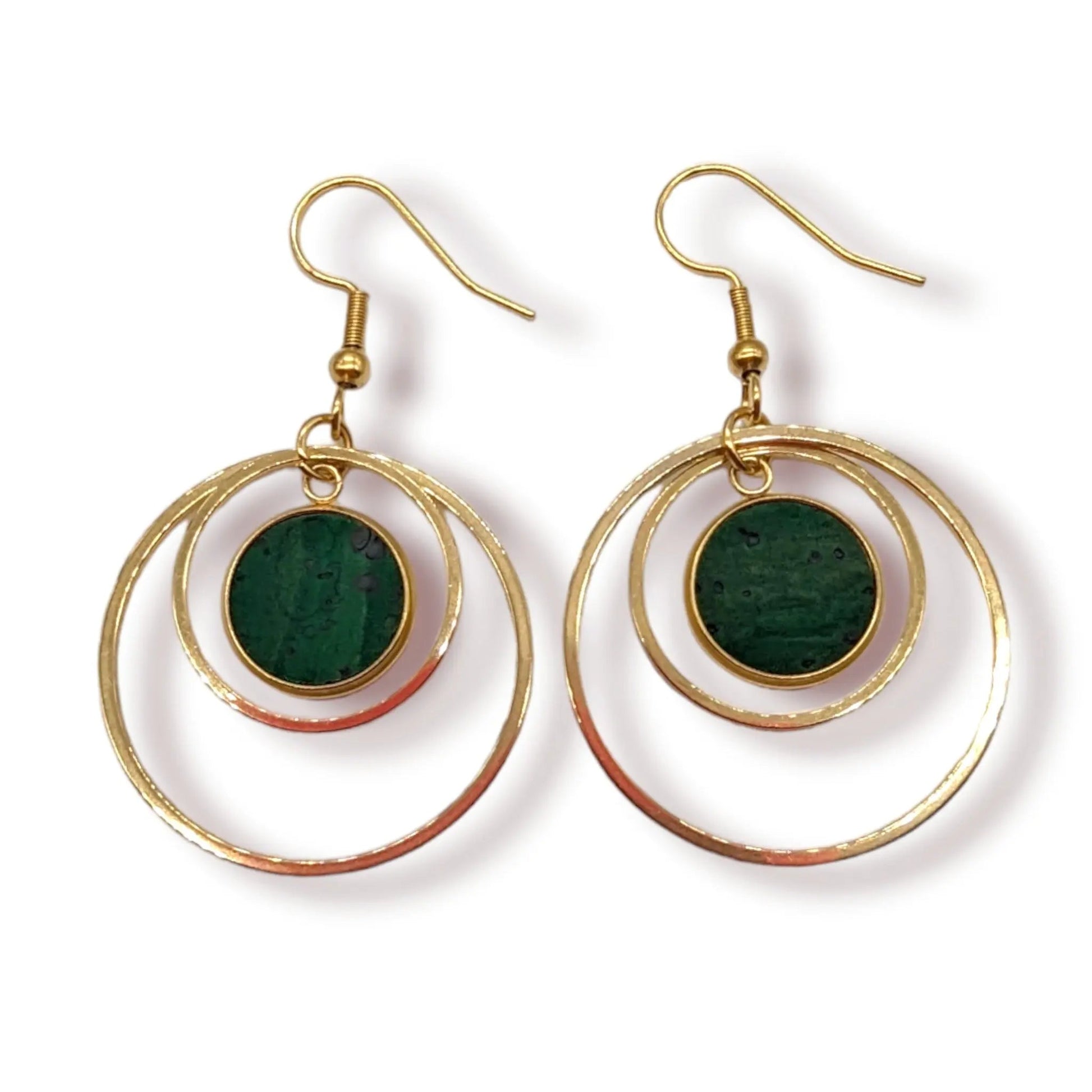 Cork and steel hoop earrings - Trend Tonic