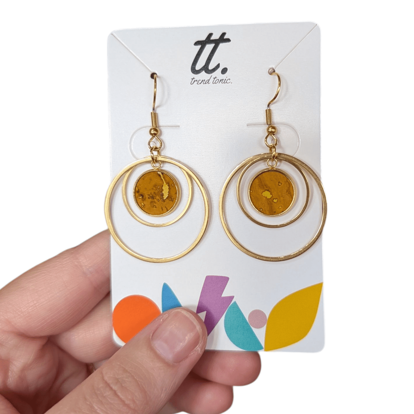 Cork and steel hoop earrings - Trend Tonic
