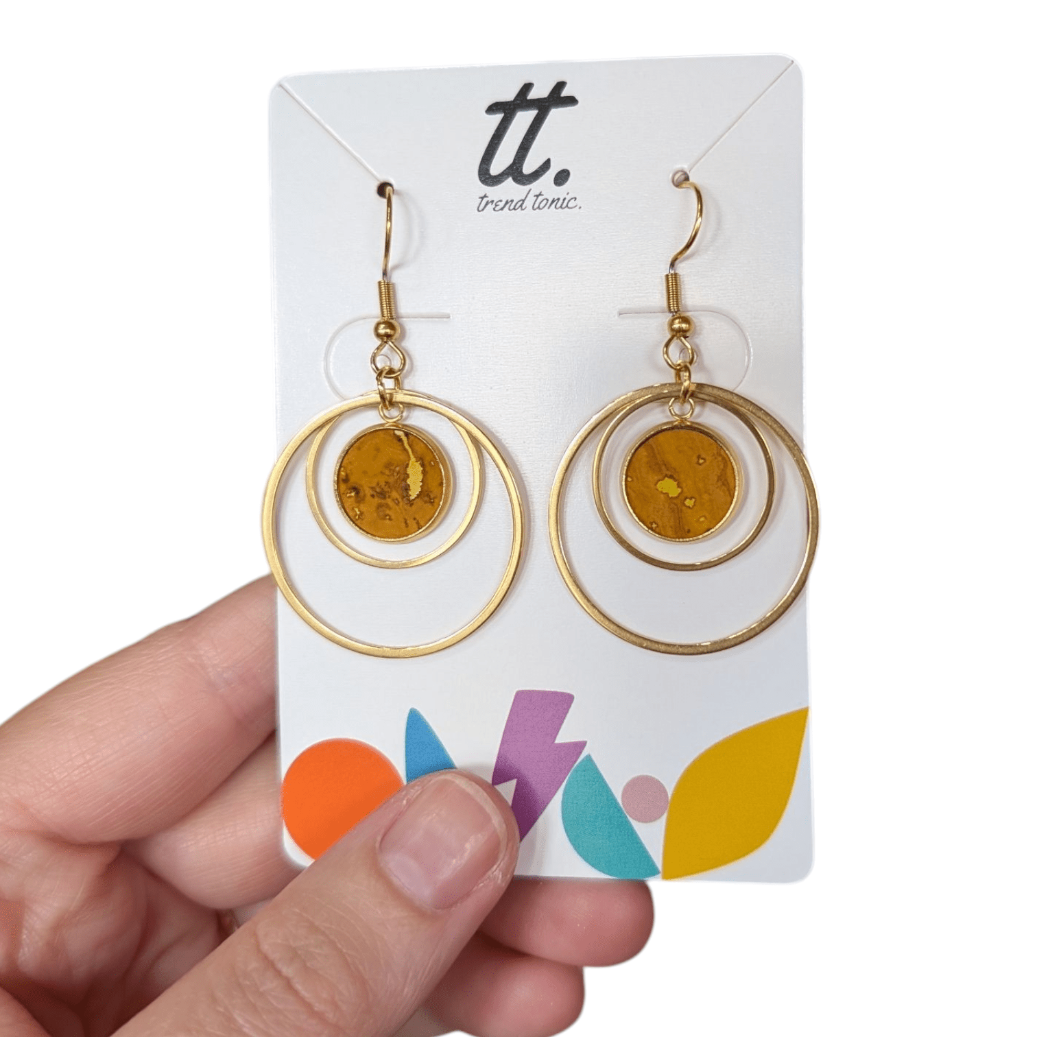 Cork and steel hoop earrings - Trend Tonic