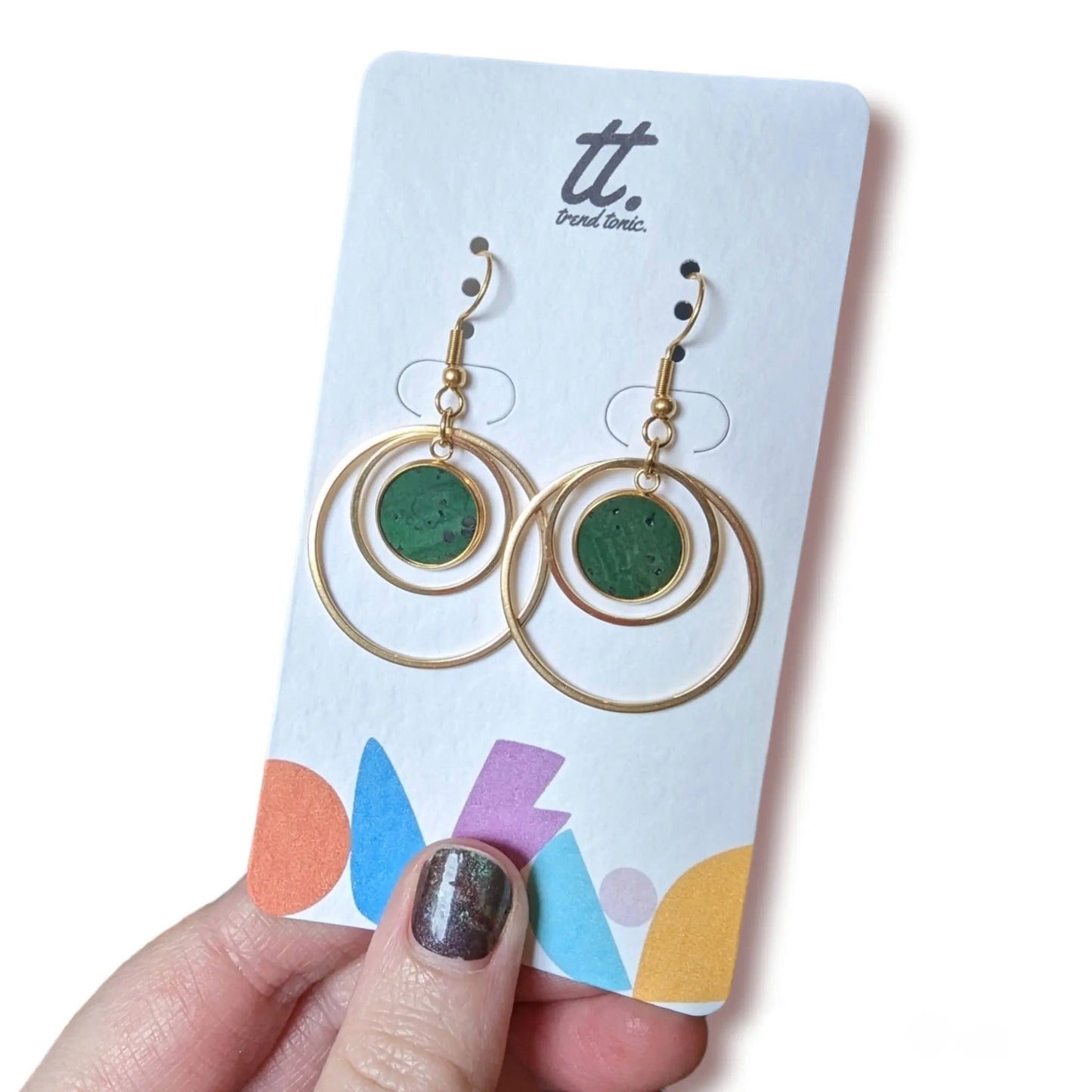 Cork and steel hoop earrings - Trend Tonic
