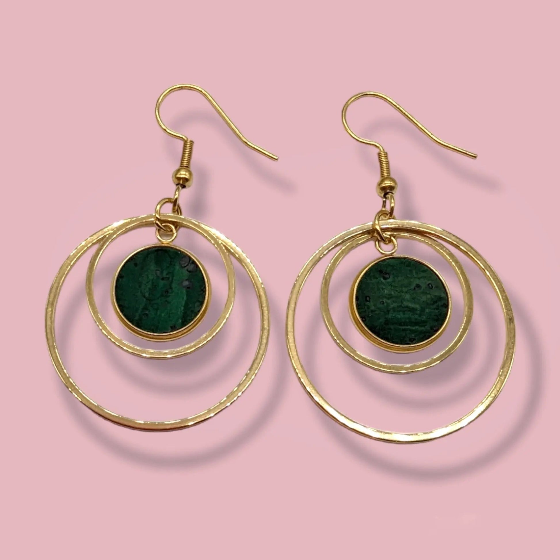 Cork and steel hoop earrings - Trend Tonic