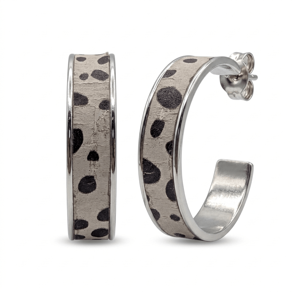 Cork leather hoop earrings - Trend Tonic