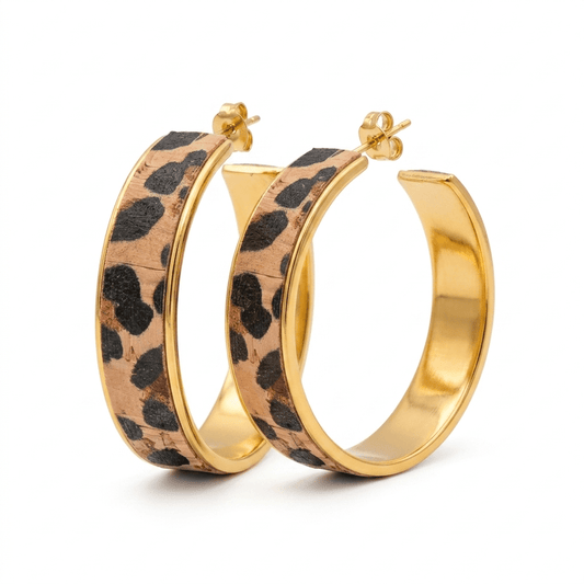 Cork leather hoop earrings - Trend Tonic