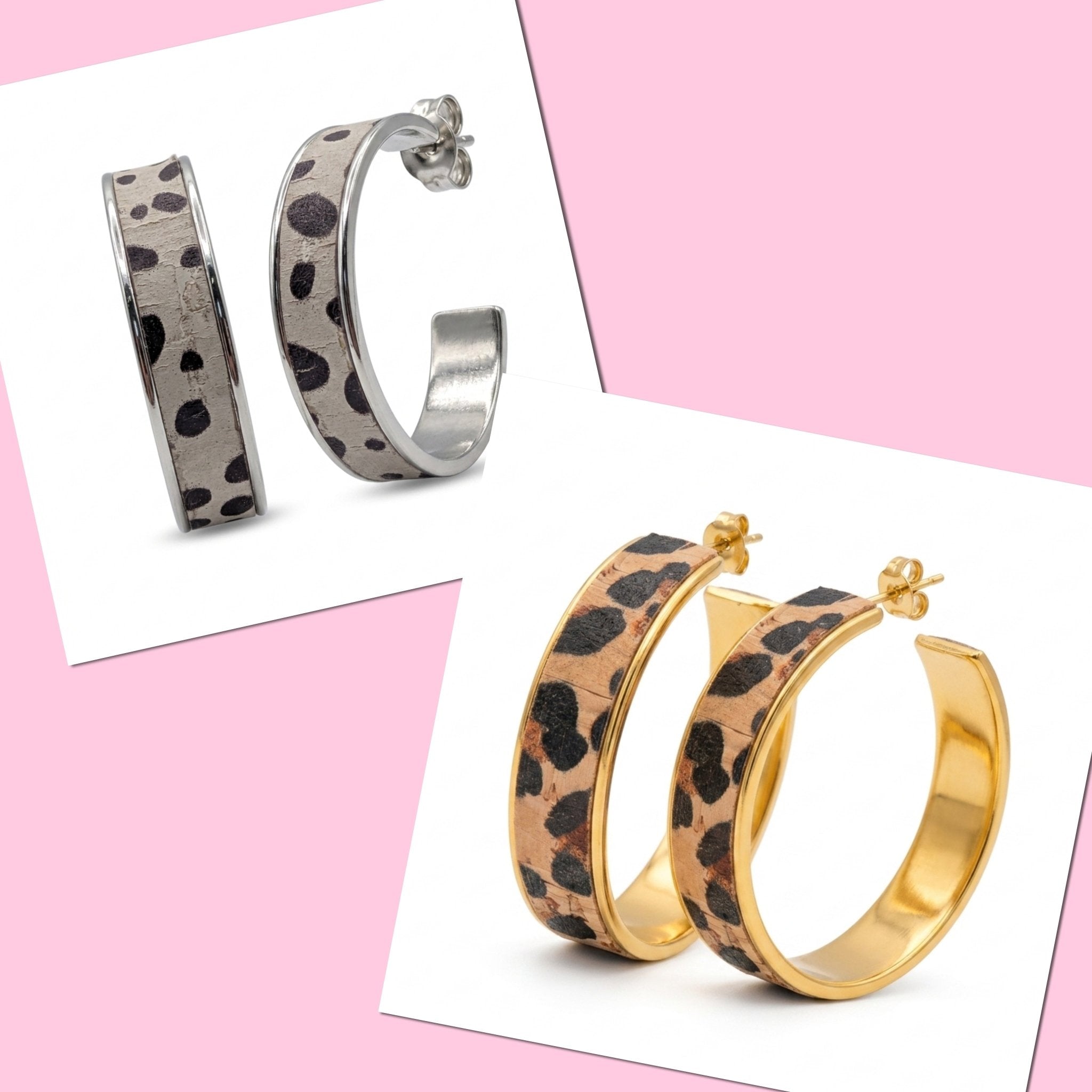 Cork leather hoop earrings - Trend Tonic