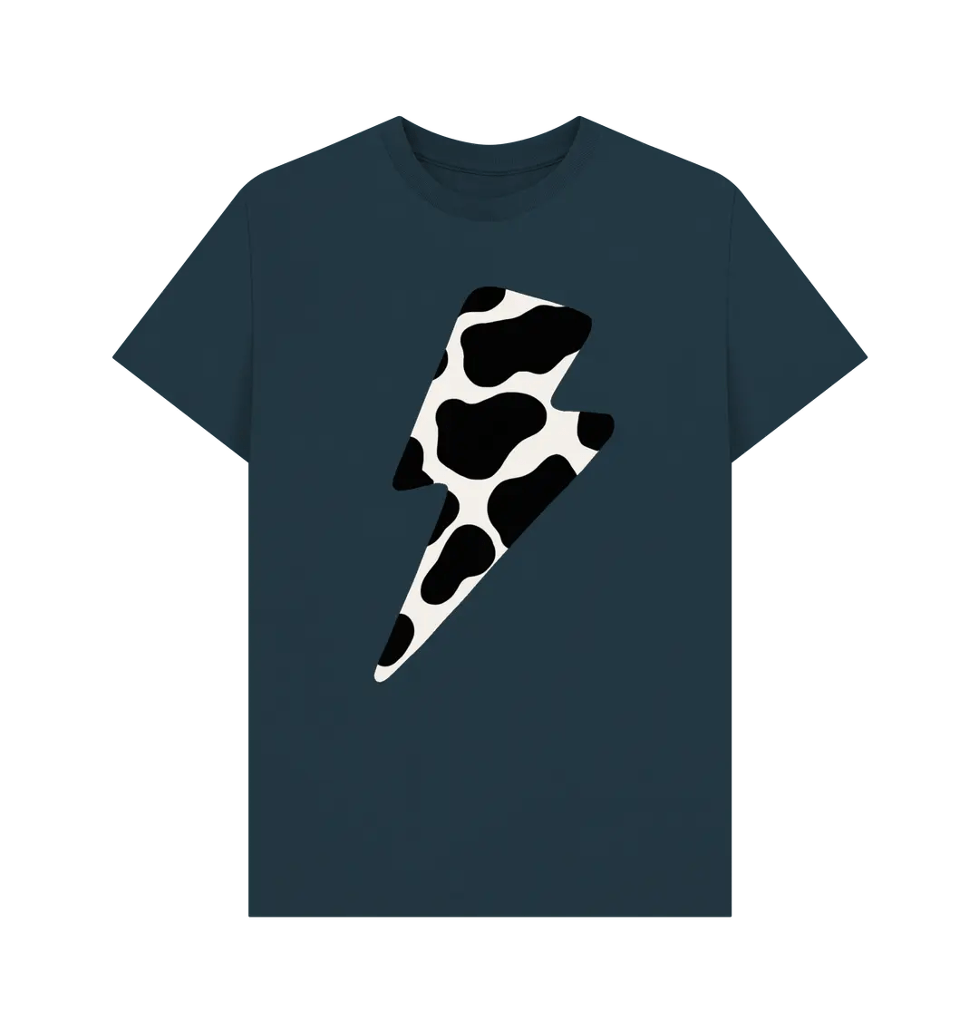 Cow print lightning bolt crew neck t-shirt - Trend Tonic