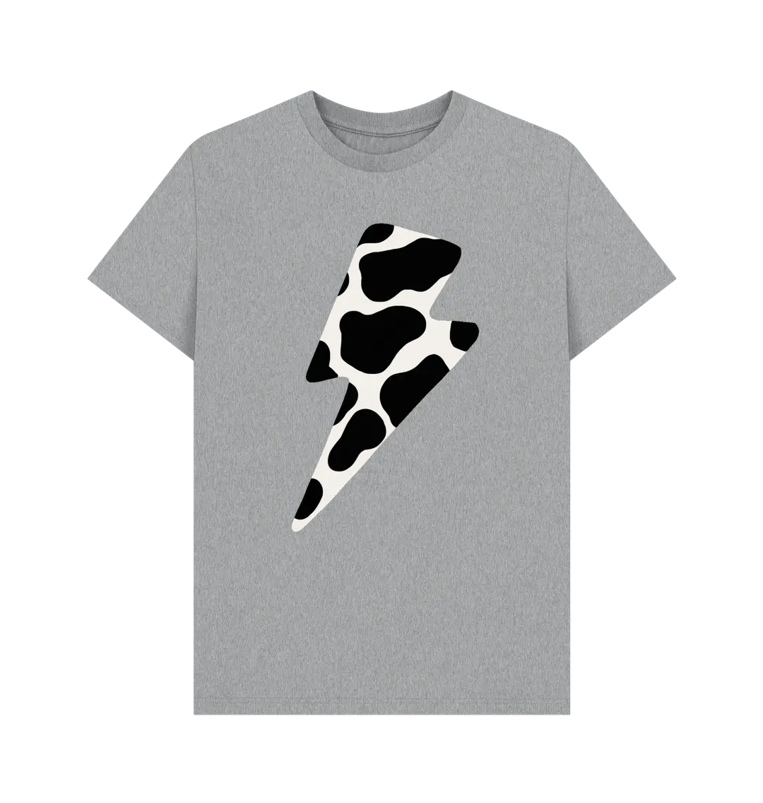 Cow print lightning bolt crew neck t-shirt - Trend Tonic