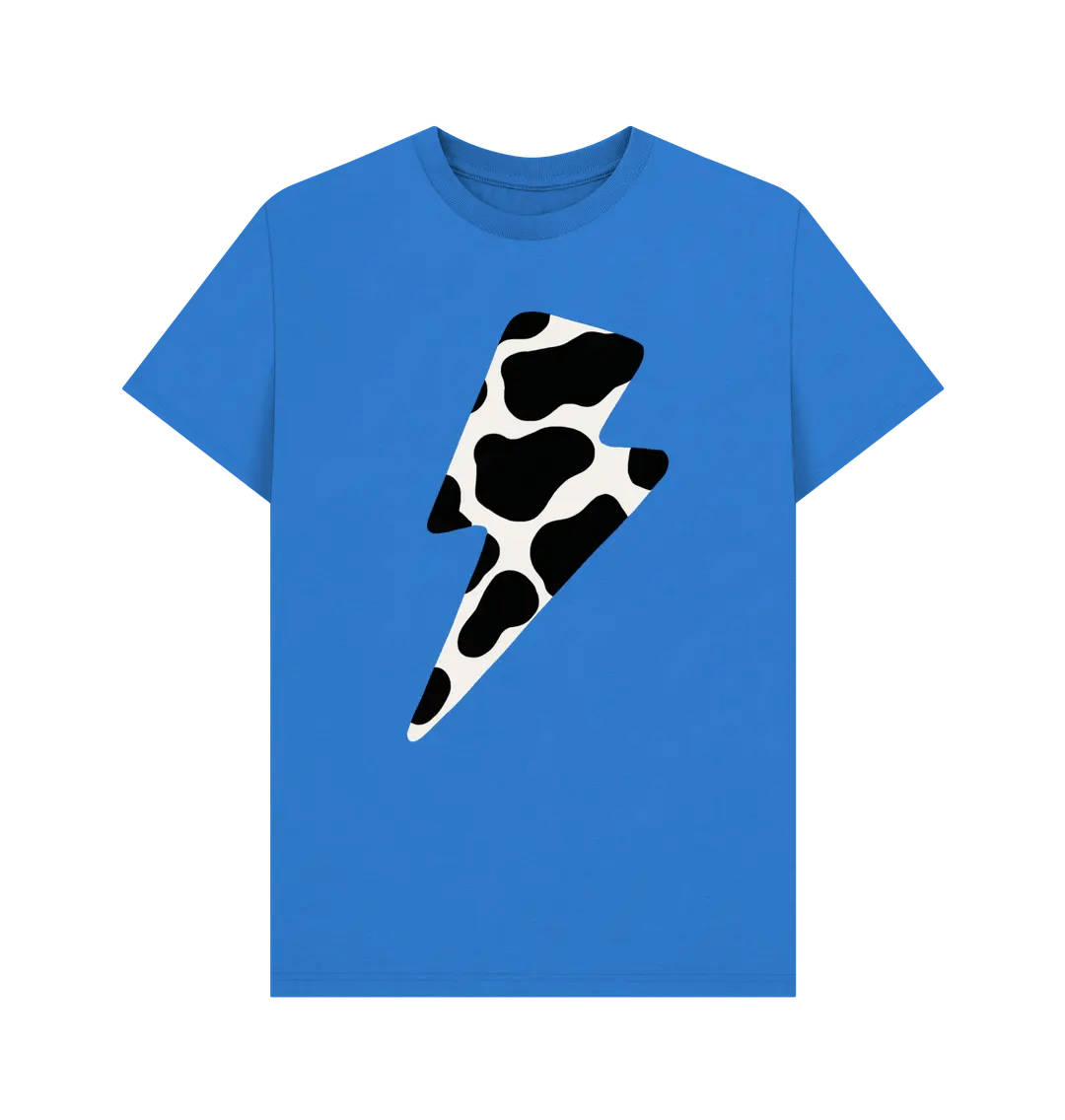 Cow print lightning bolt crew neck t-shirt - Trend Tonic