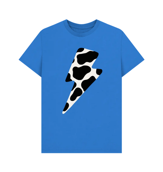 Cow print lightning bolt crew neck t-shirt - Trend Tonic