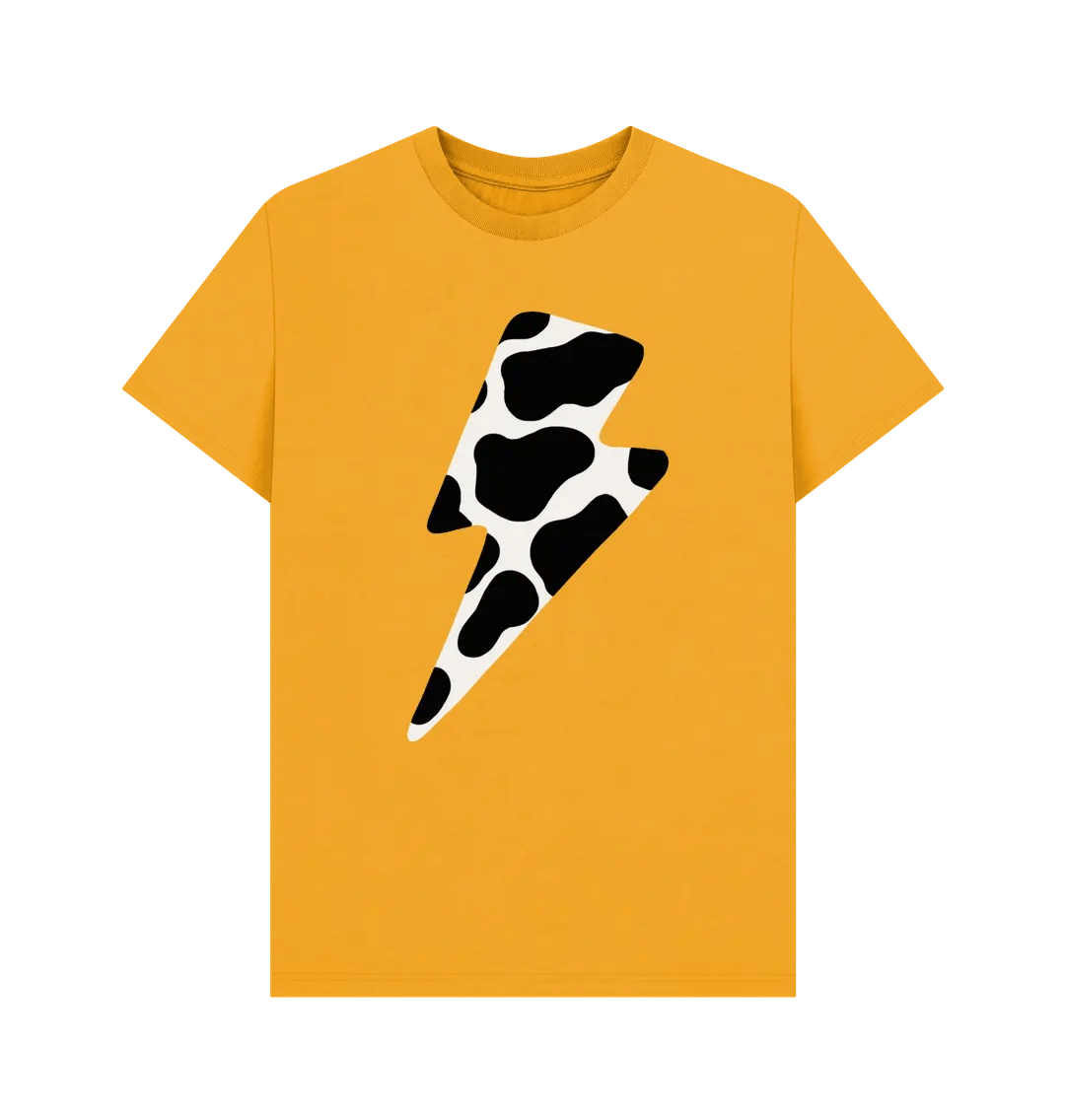 Cow print lightning bolt crew neck t-shirt - Trend Tonic