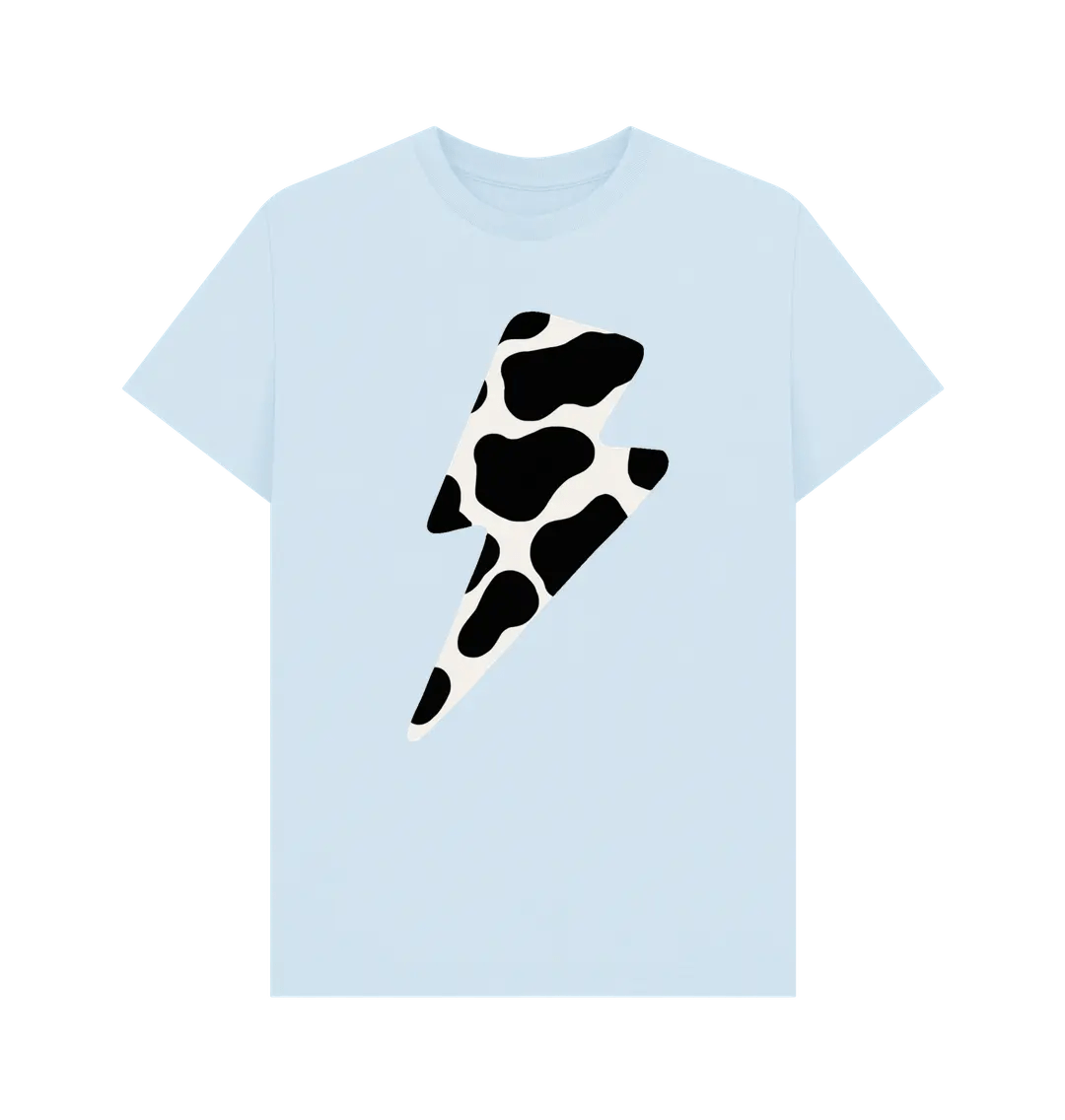 Cow print lightning bolt crew neck t-shirt - Trend Tonic