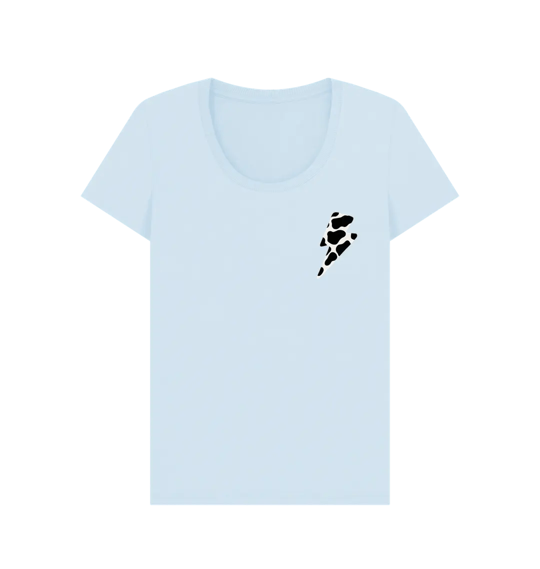 Cow print lightning bolt scoop neck t-shirt - Trend Tonic