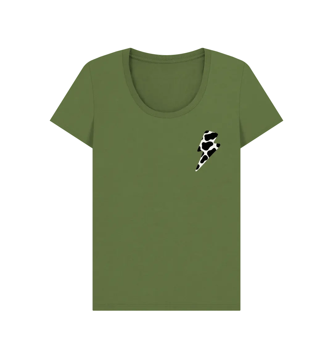 Cow print lightning bolt scoop neck t-shirt - Trend Tonic