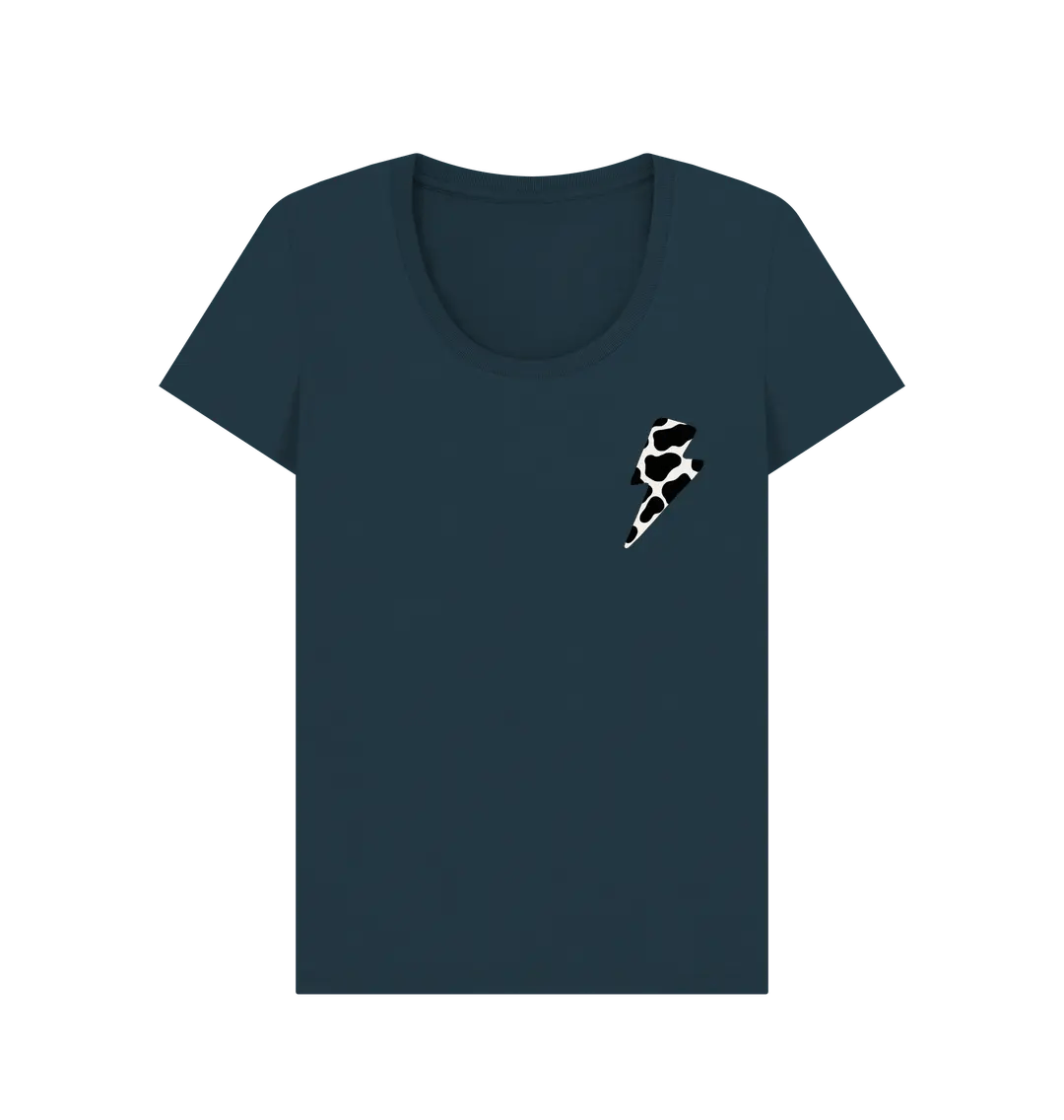 Cow print lightning bolt scoop neck t-shirt - Trend Tonic