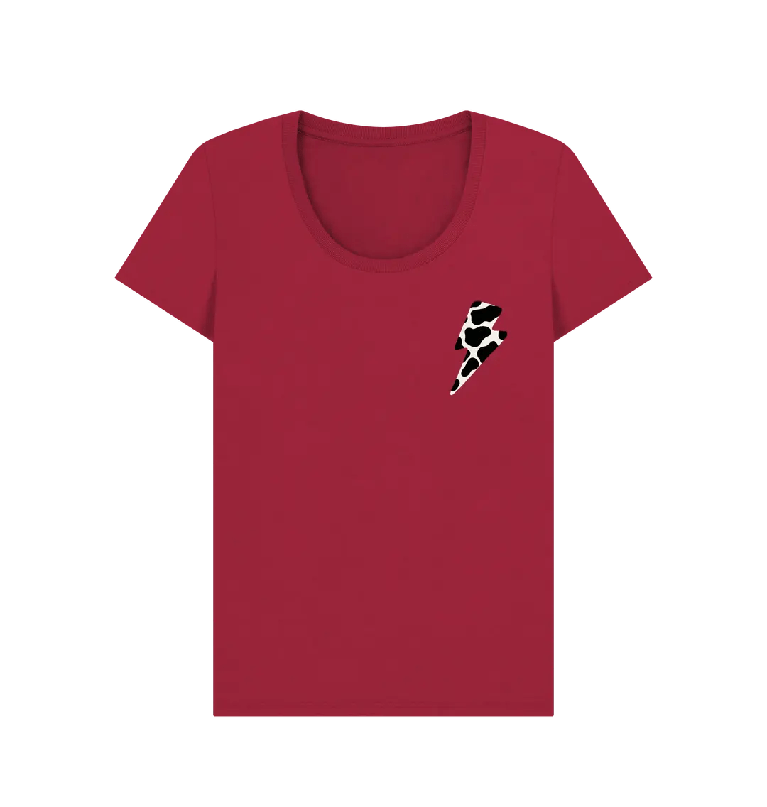 Cow print lightning bolt scoop neck t-shirt - Trend Tonic