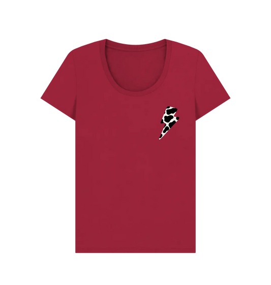 Cow print lightning bolt scoop neck t-shirt - Trend Tonic