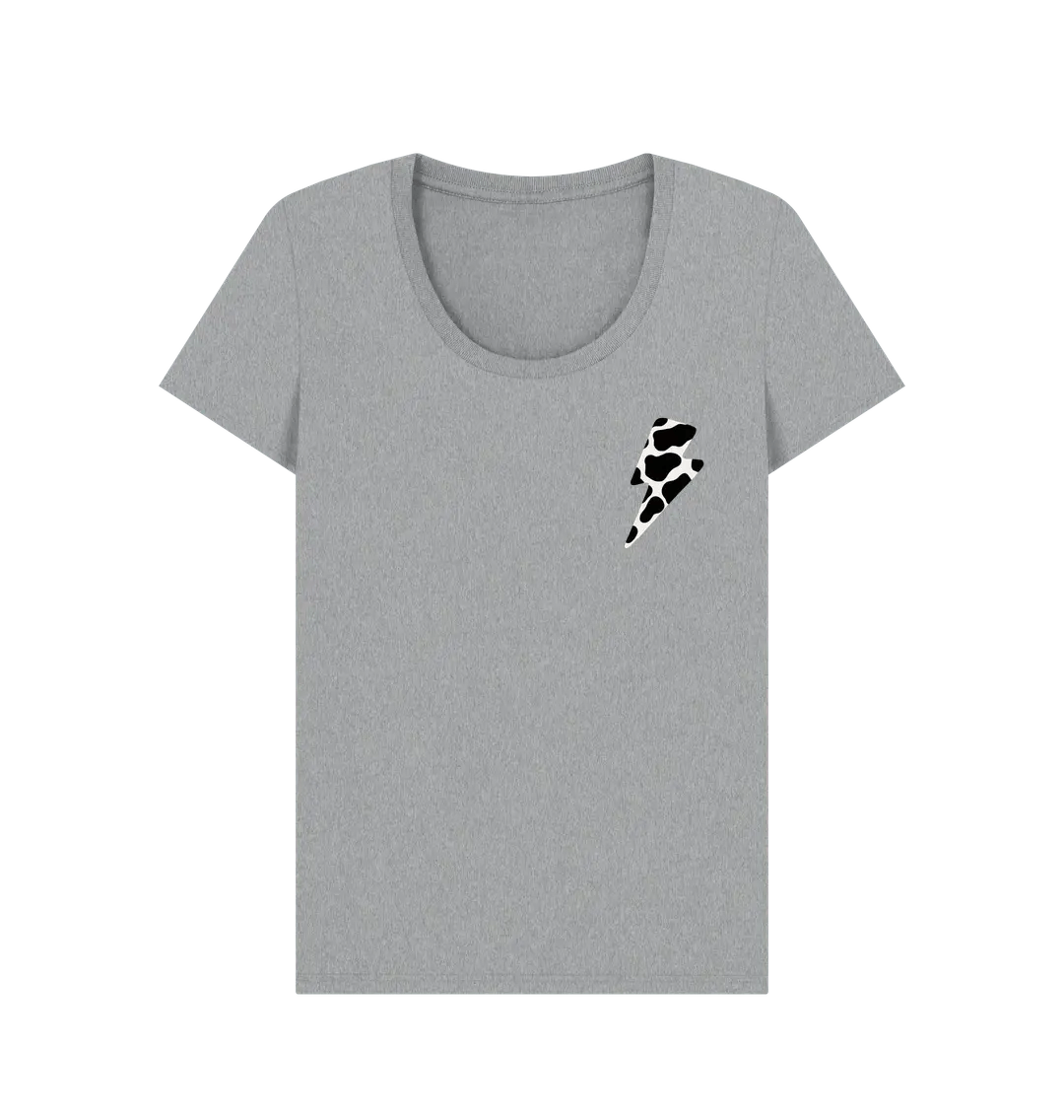 Cow print lightning bolt scoop neck t-shirt - Trend Tonic
