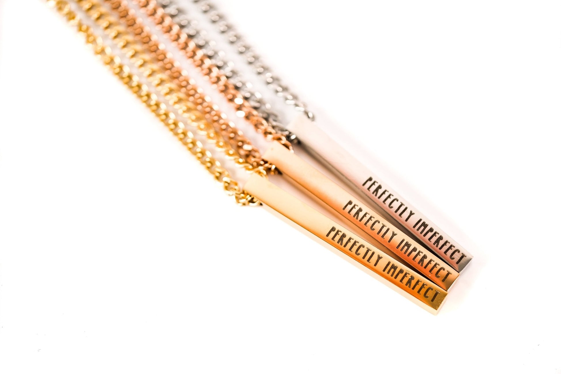Custom Engraved Long Bar Necklace – 4 - Sided Personalisation - Trend Tonic