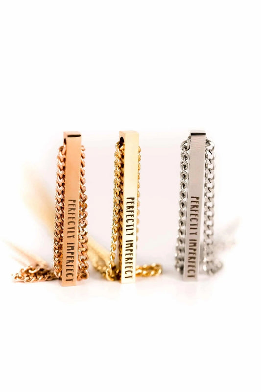 Custom Engraved Long Bar Necklace – 4 - Sided Personalisation - Trend Tonic