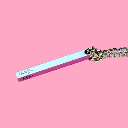 Custom Engraved Long Bar Necklace – 4 - Sided Personalisation - Trend Tonic