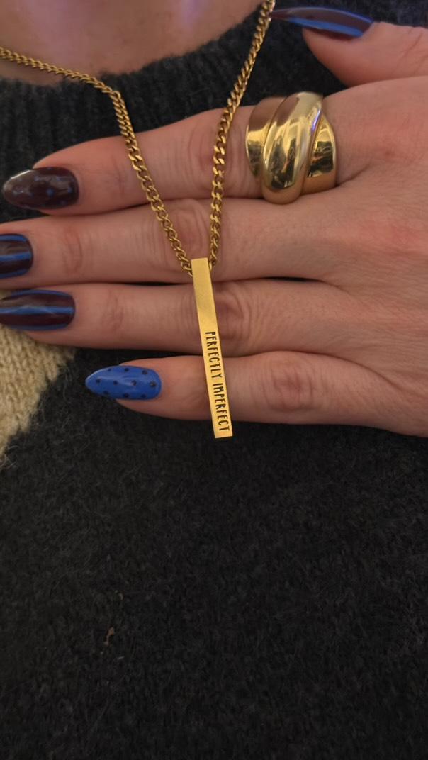 Custom Engraved Long Bar Necklace – 4 - Sided Personalisation - Trend Tonic