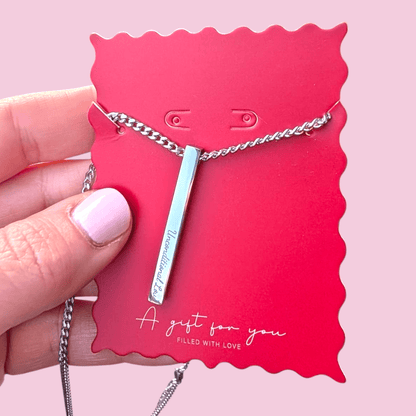 Custom Engraved Long Bar Necklace – 4 - Sided Personalisation - Trend Tonic