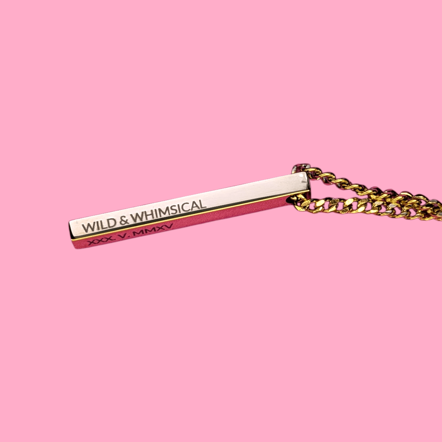 Custom Engraved Long Bar Necklace – 4 - Sided Personalisation - Trend Tonic