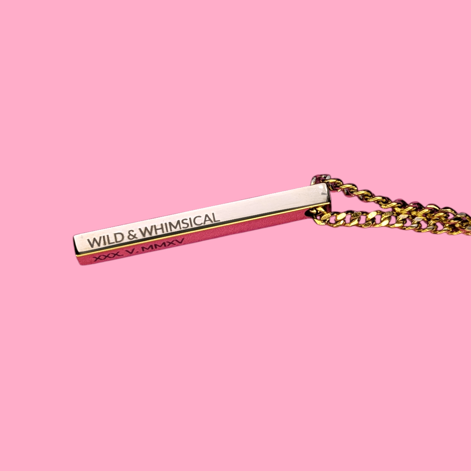 Custom Engraved Long Bar Necklace – 4 - Sided Personalisation - Trend Tonic