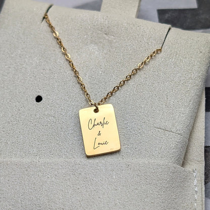 Custom engraved tiny tag necklace - Trend Tonic
