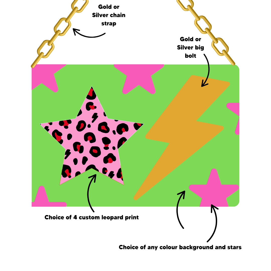 Custom Hearts and Stars Trend Tonic lightning bolt leopard print bag - Trend Tonic