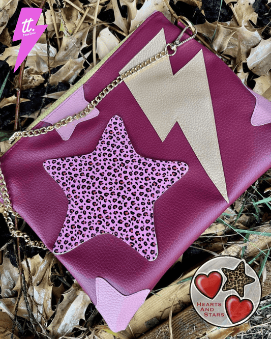 Custom Hearts and Stars Trend Tonic lightning bolt leopard print bag - Trend Tonic