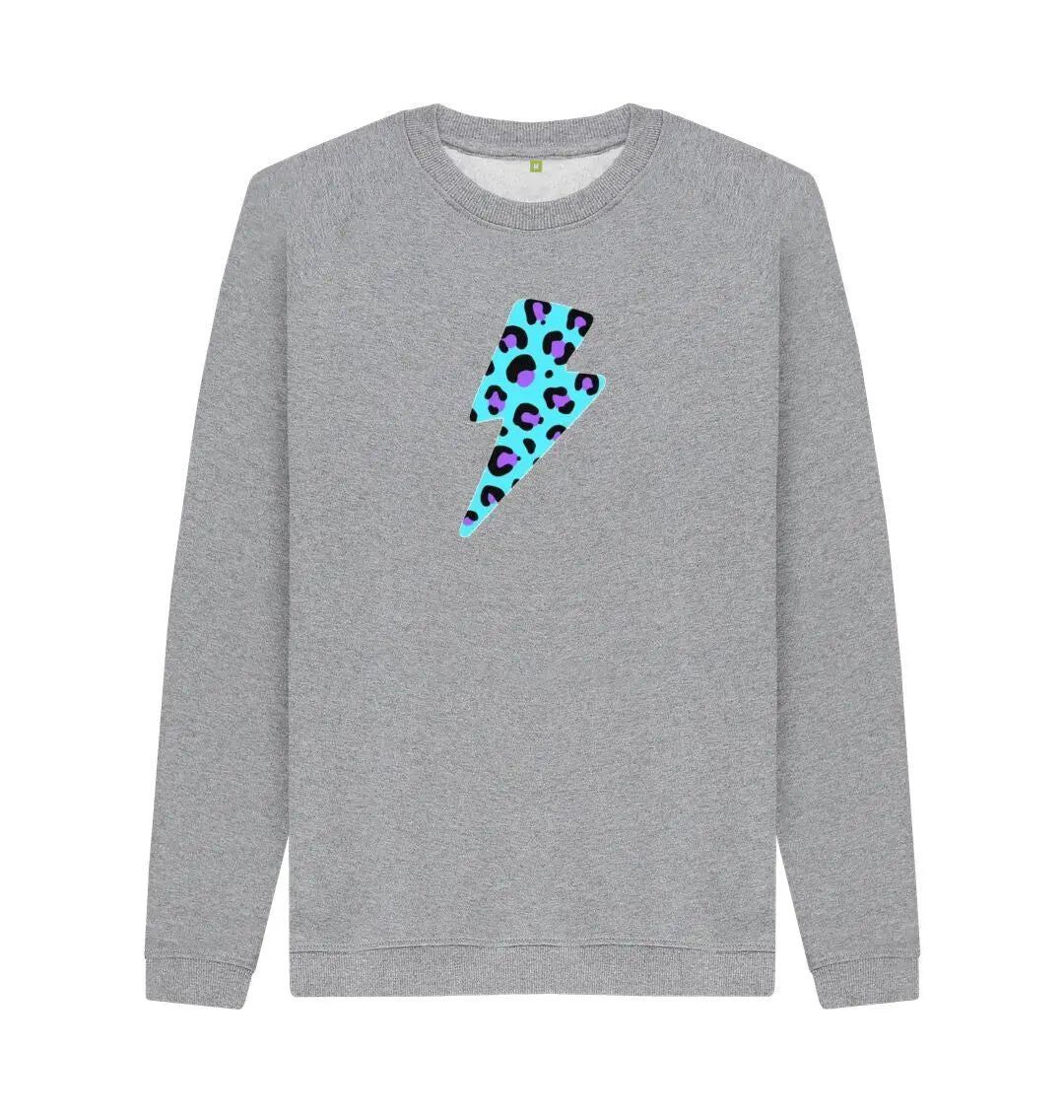 Unisex Blue leopard print lightning bolt sweater Trend Tonic
