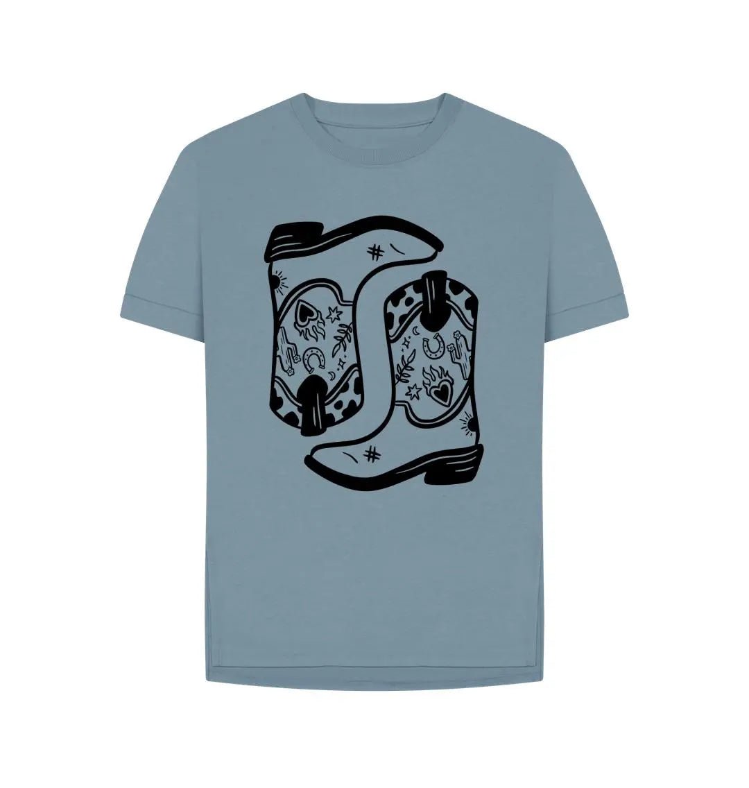 Double cowboy boot relax fit crew neck t-shirt - Trend Tonic