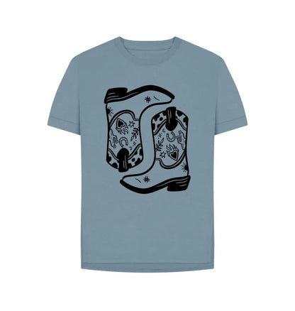Double cowboy boot relax fit crew neck t-shirt - Trend Tonic