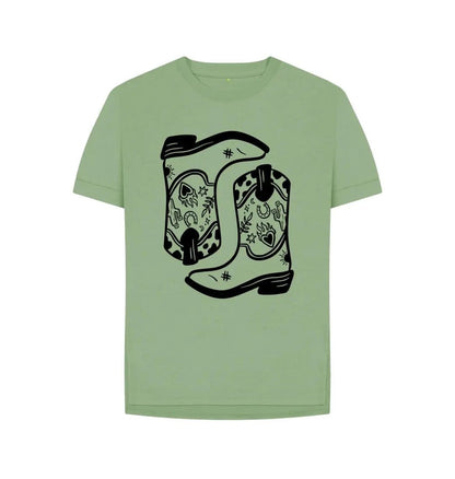 Double cowboy boot relax fit crew neck t-shirt - Trend Tonic