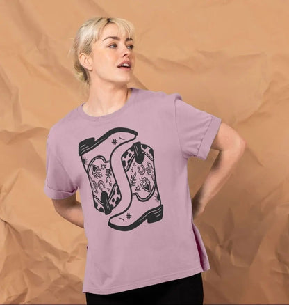 Double cowboy boot relax fit crew neck t-shirt - Trend Tonic