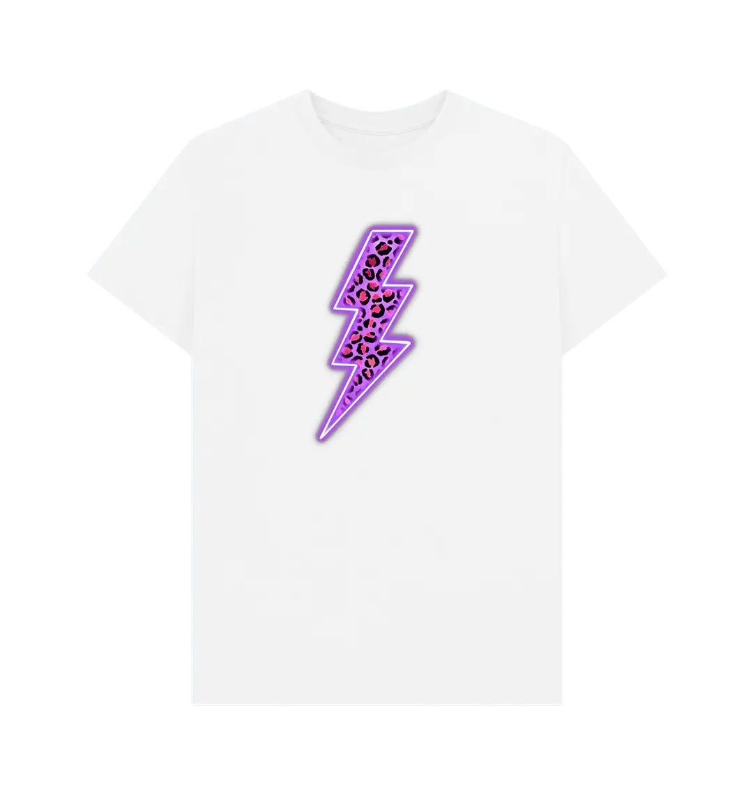 Electric purple leopard print lightning bolt crew neck t-shirt - Trend Tonic