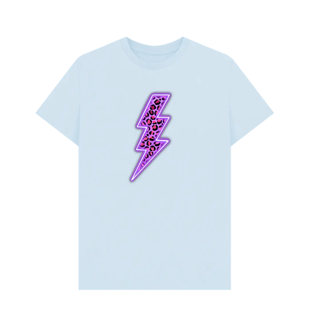 Electric purple leopard print lightning bolt crew neck t-shirt - Trend Tonic
