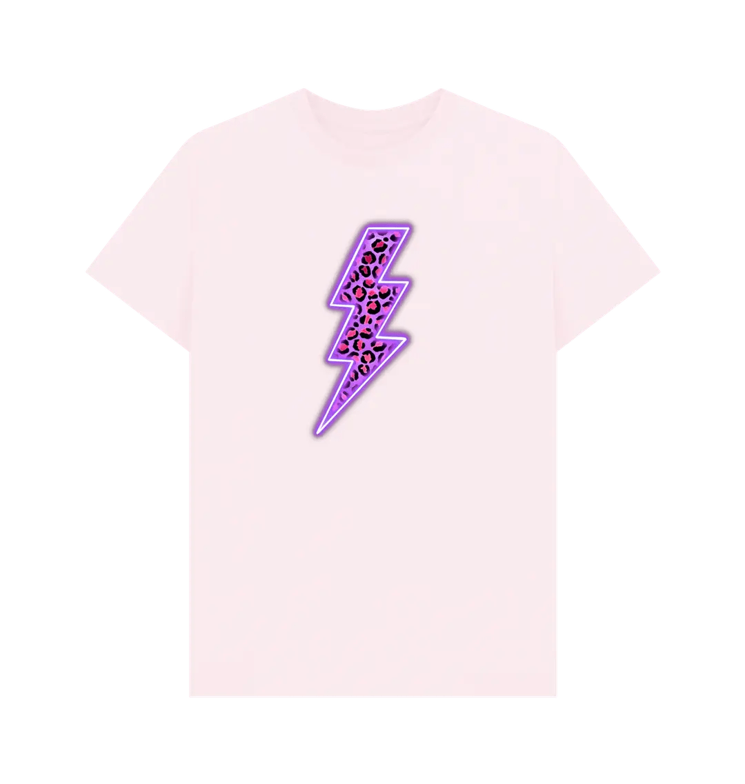 Electric purple leopard print lightning bolt crew neck t-shirt - Trend Tonic