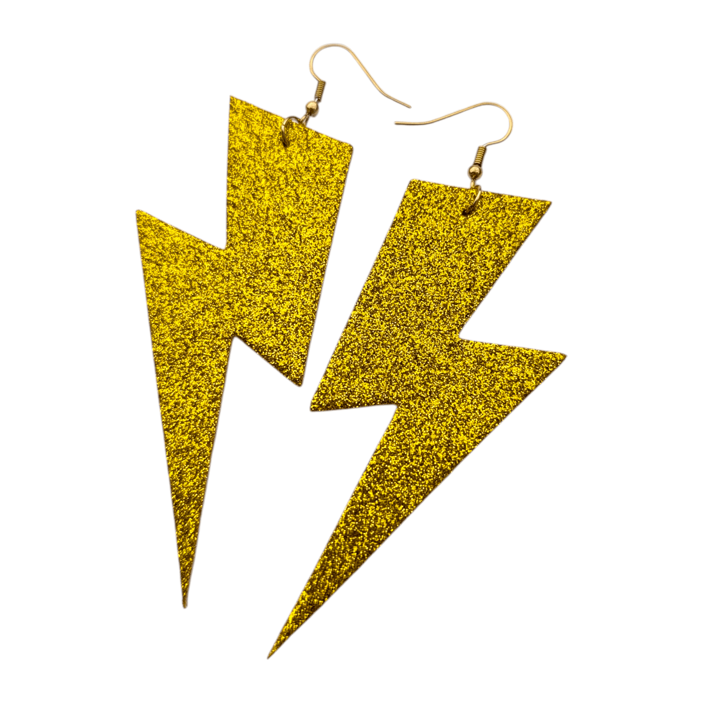 Extra Large Gold Glitter Lightning Bolt Earrings - Trend Tonic