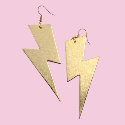 Extra large gold lightning bolt earrings - Trend Tonic