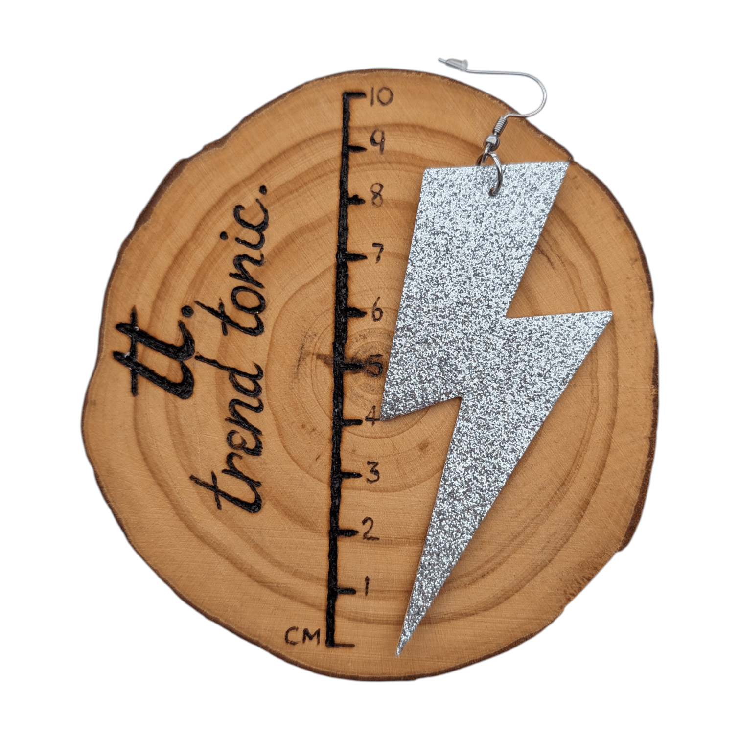 Extra Large Silver Glitter Lightning Bolt Earrings - Trend Tonic