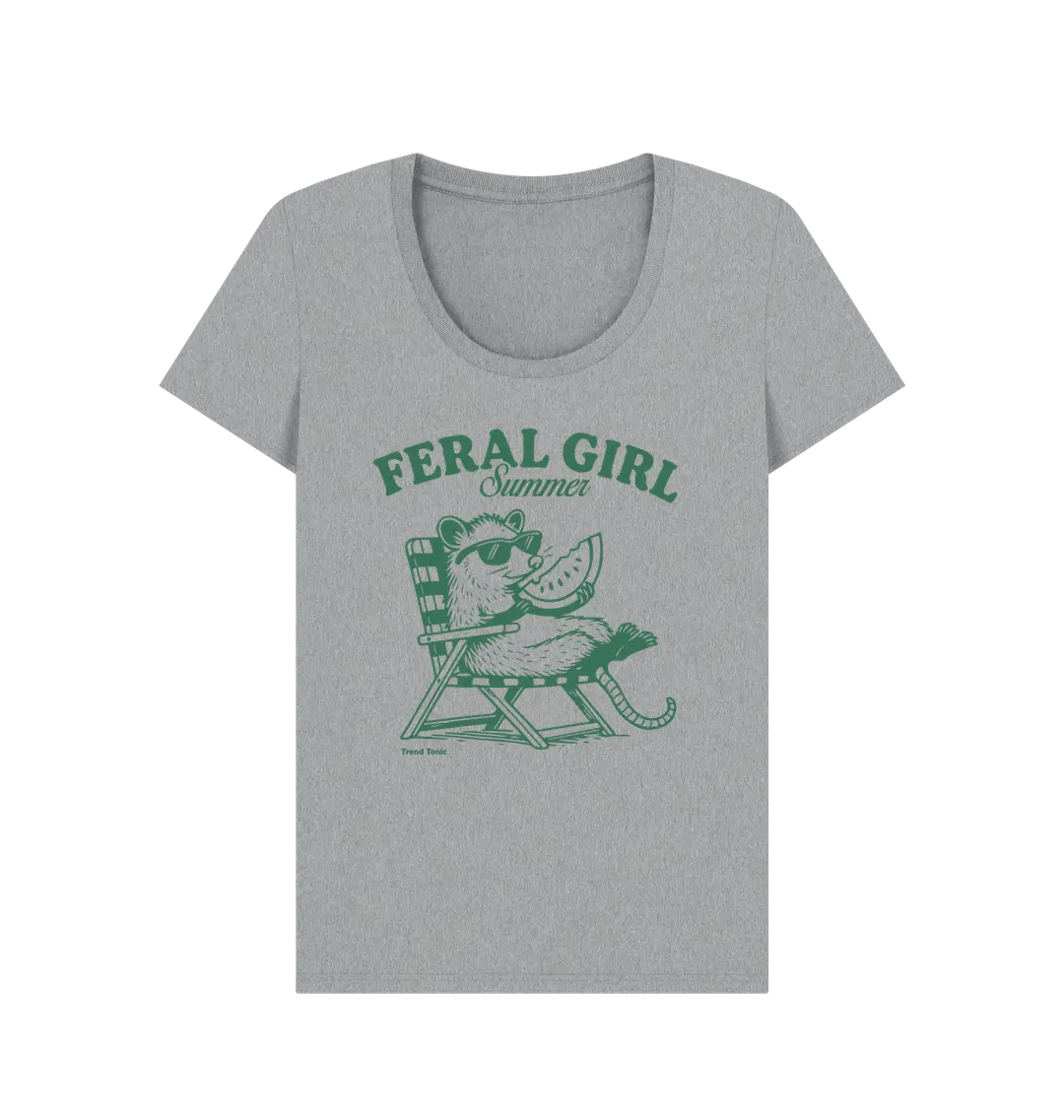 Feral girl summer scoop neck t-shirt - Trend Tonic