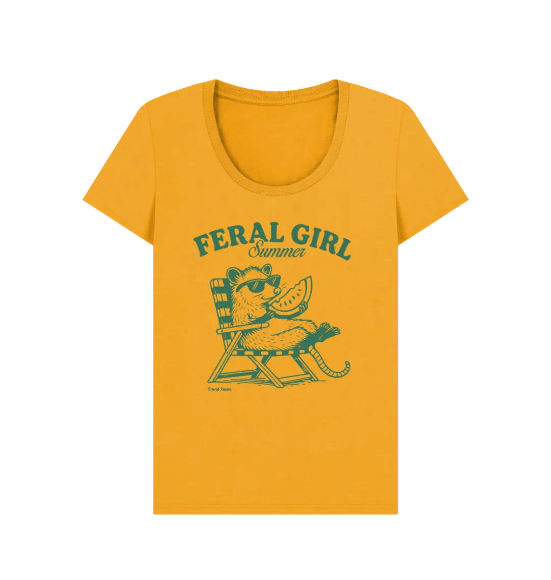Feral girl summer scoop neck t-shirt - Trend Tonic
