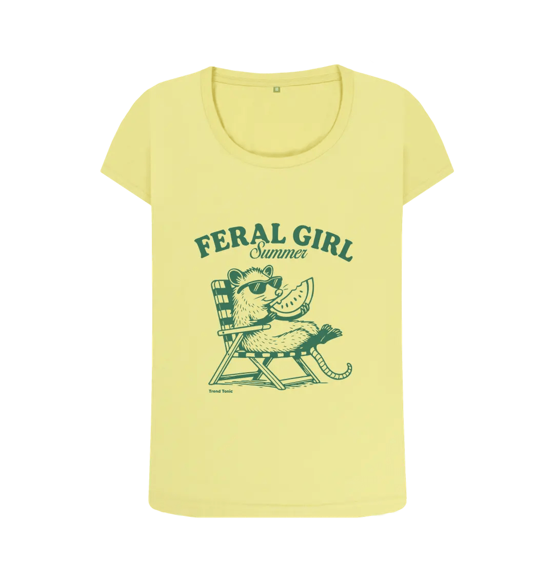Feral girl summer scoop neck t-shirt - Trend Tonic