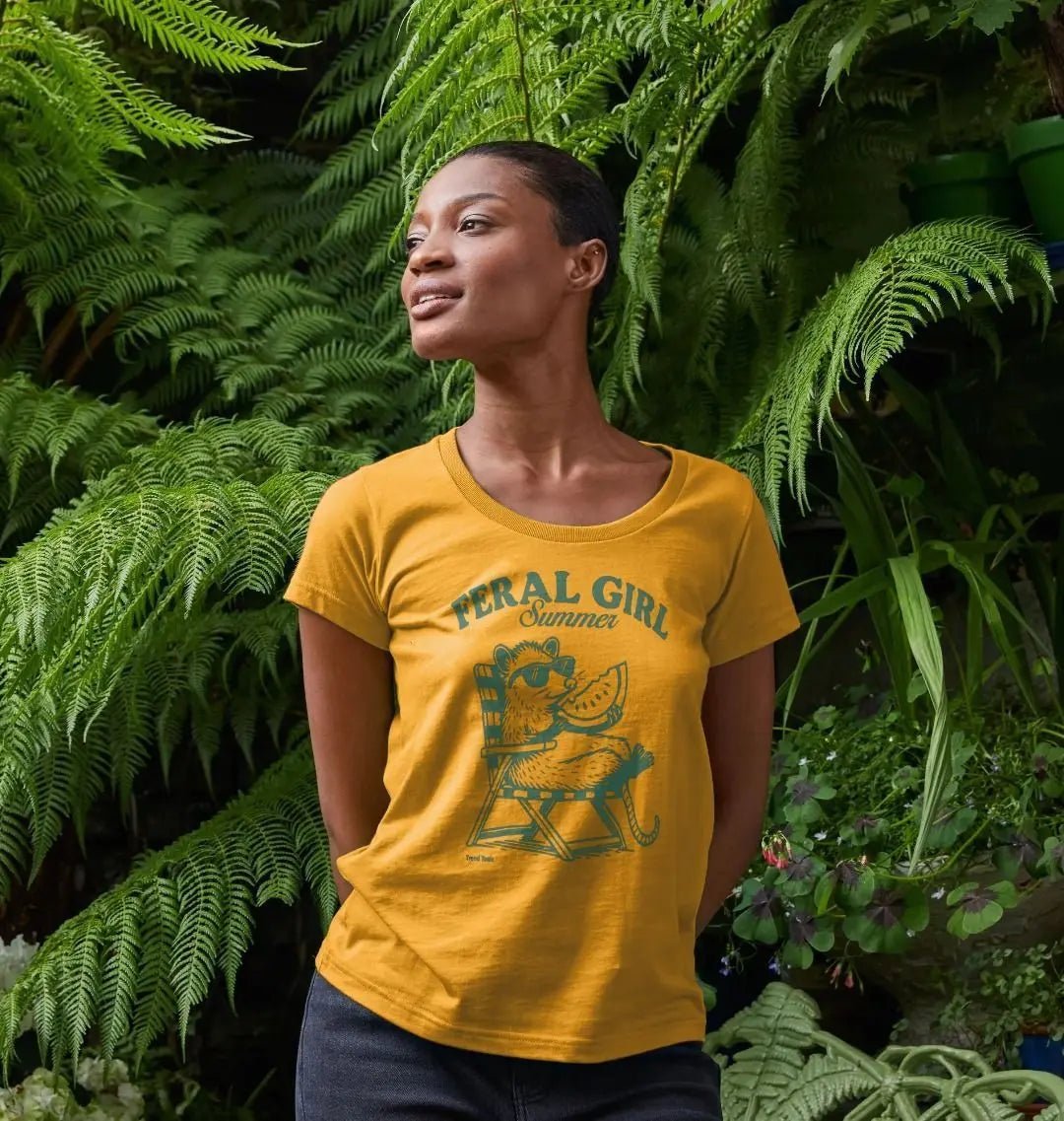 Feral girl summer scoop neck t-shirt - Trend Tonic